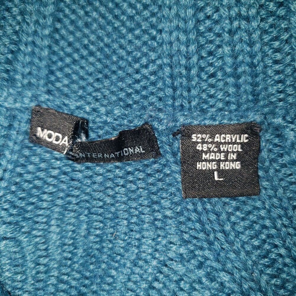 90's MODA INTERNATIONAL Hooded Wool Blend Sweater Womens Size Large - Picture 3 of 6